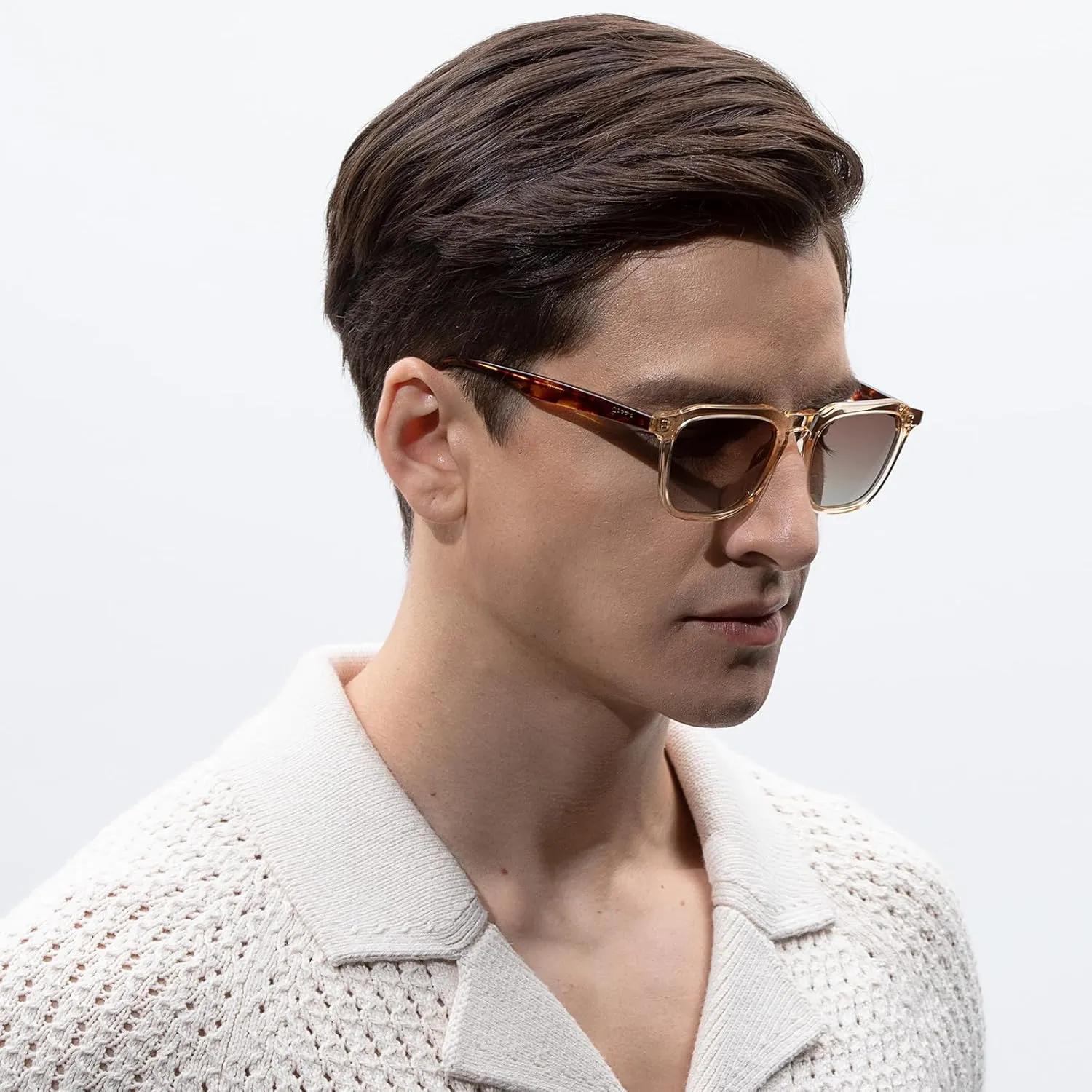 CARFIA Square Sunglasses for Men Polarized Retro 60s Design, Hand-crafted Acetate, UV400 Protection Cool Sun Glasses
