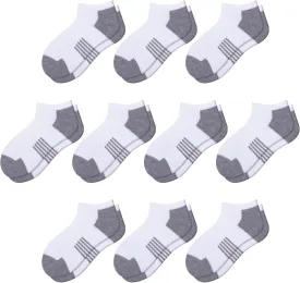 Comfoex 10 Pairs Boys Socks Low Cut Ankle Socks For Kids 8-10 4-6 6-8 Years Old Short Athletic Socks With Cushioned Sole