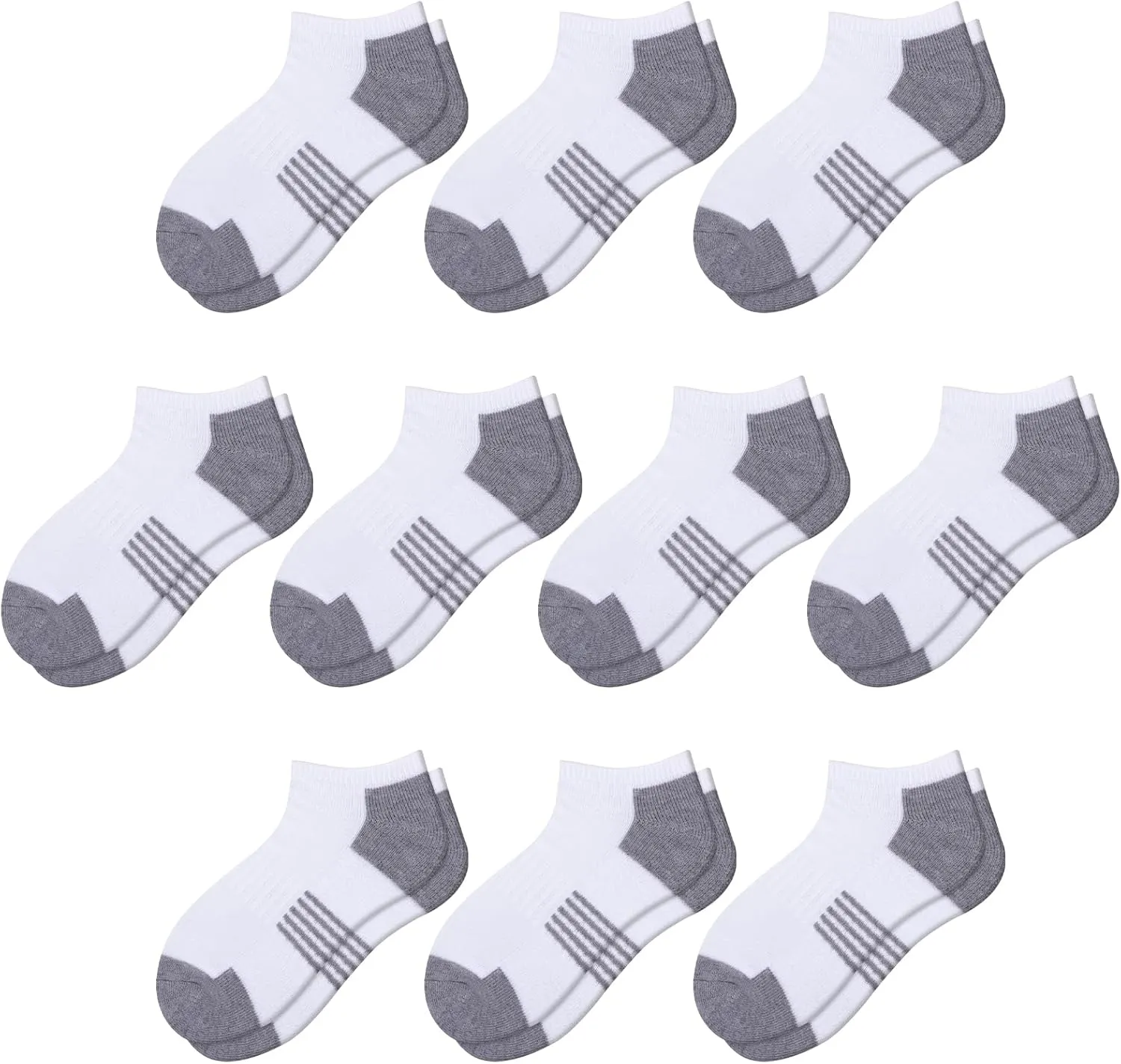 Comfoex 10 Pairs Boys Socks Low Cut Ankle Socks For Kids 8-10 4-6 6-8 Years Old Short Athletic Socks With Cushioned Sole