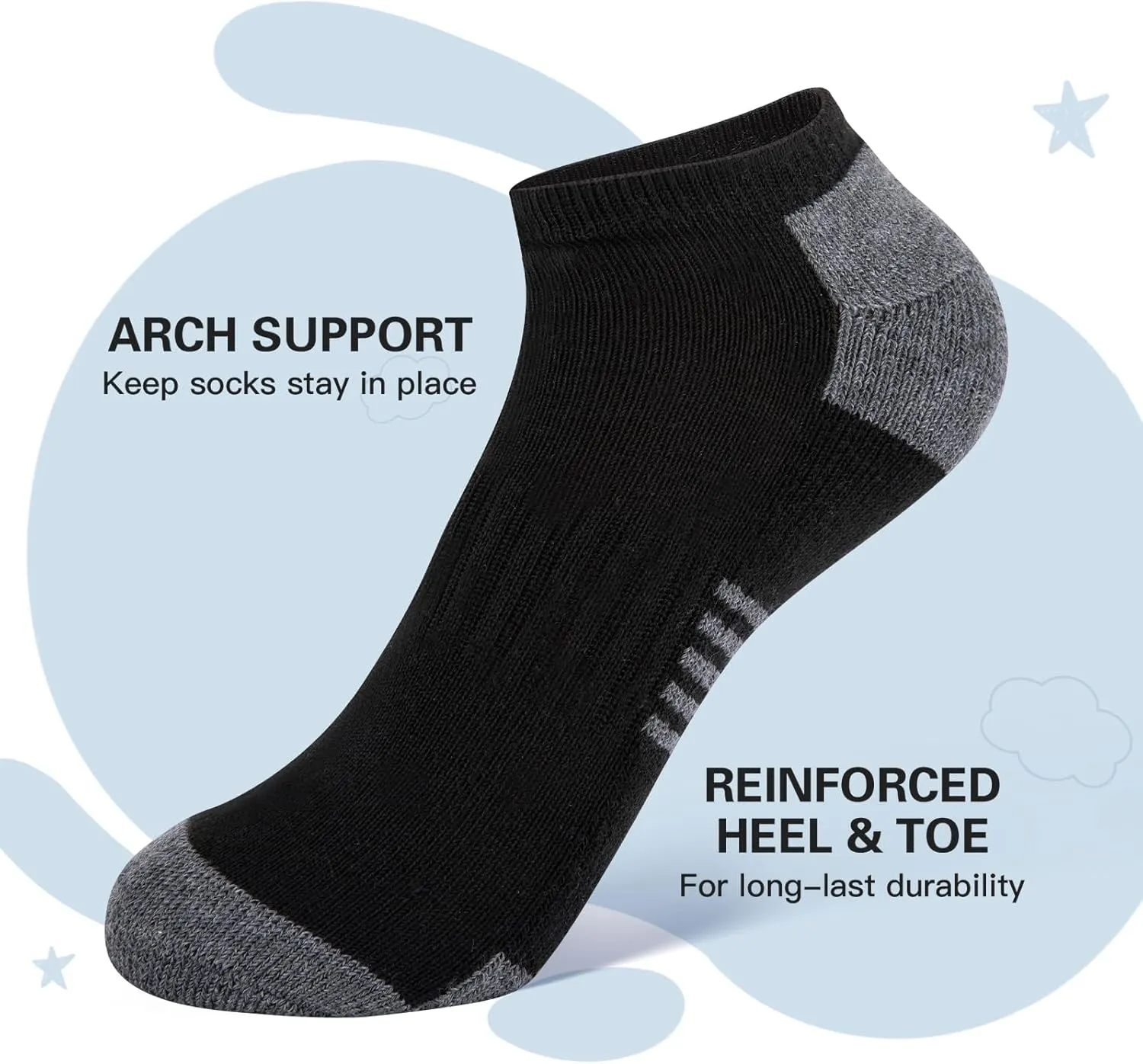 Comfoex 10 Pairs Boys Socks Low Cut Ankle Socks For Kids 8-10 4-6 6-8 Years Old Short Athletic Socks With Cushioned Sole
