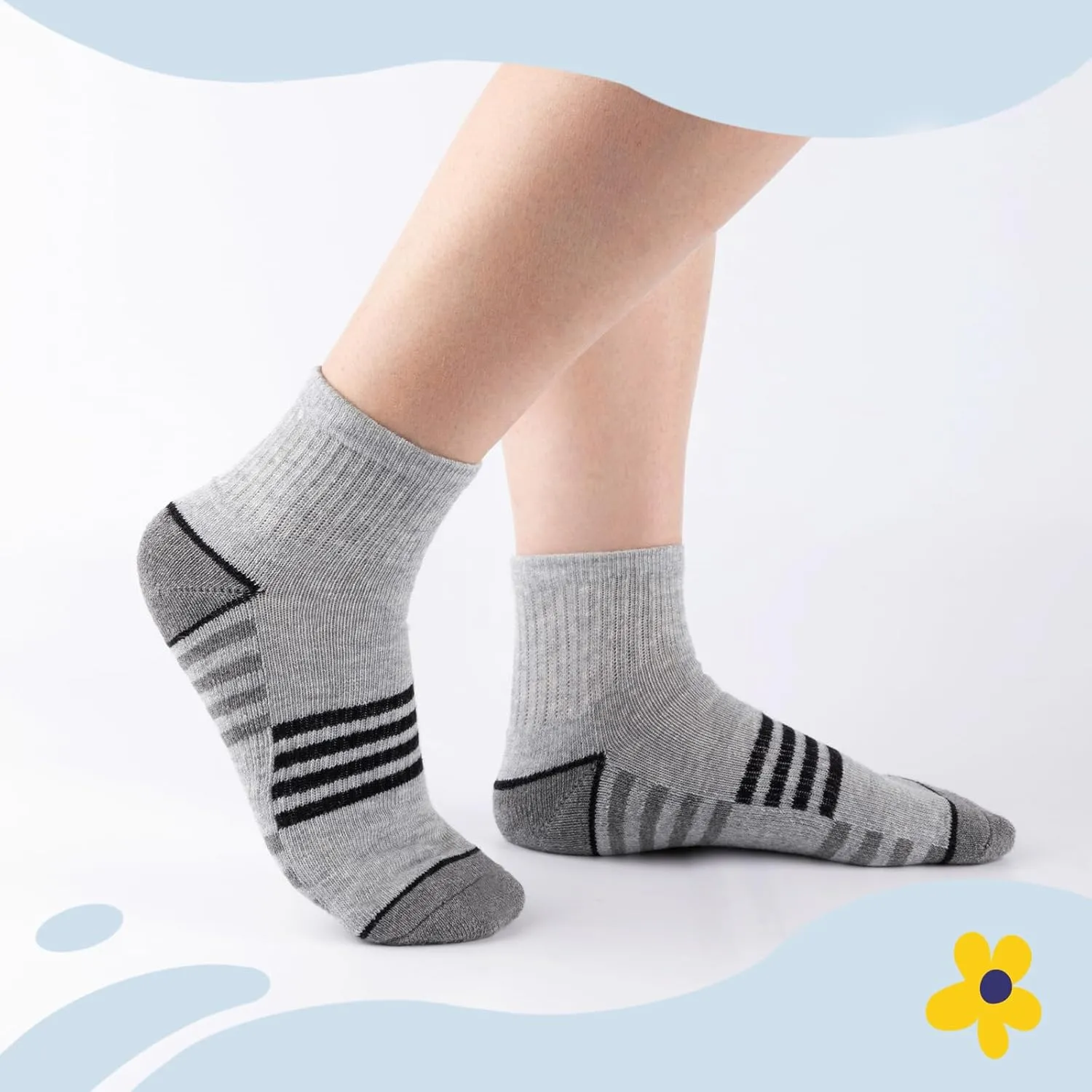 Comfoex Boys Athletic Quarter Socks - Ankle Sports Socks With Cushioned Sole - 6 Pairs, Sizes 4-6, 6-8, 8-10 Years Old