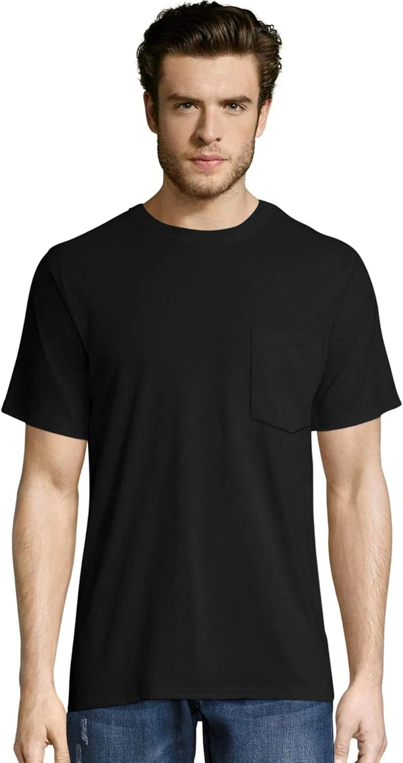 Hanes Men's Workwear Pocket T-Shirt Pack, Moisture Wicking Tee, Odor Control, 2-Pack
