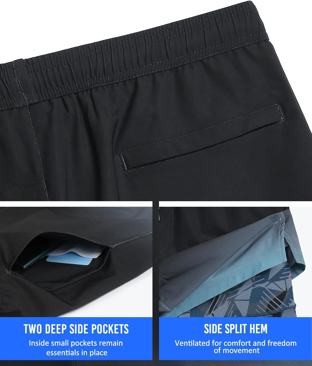 maamgic Mens 5" Gym Running Shorts for Men 2 in 1 Quick Dry Workout Athletic Shorts