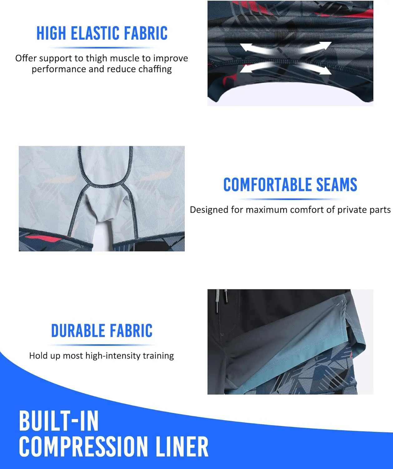 maamgic Mens 5" Gym Running Shorts for Men 2 in 1 Quick Dry Workout Athletic Shorts