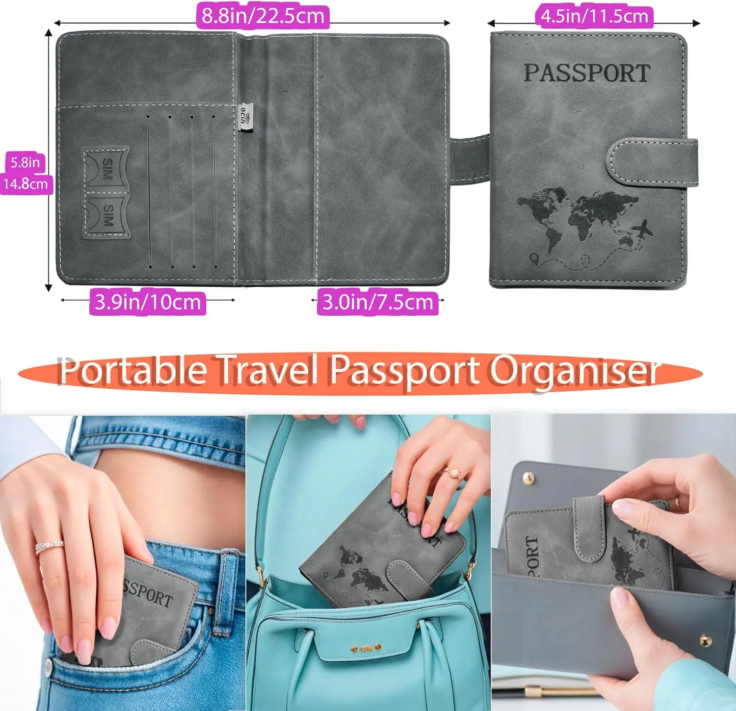 Passport Holder for Travel Essentials, 2 Pack Rfid Passport Cover for Women Men