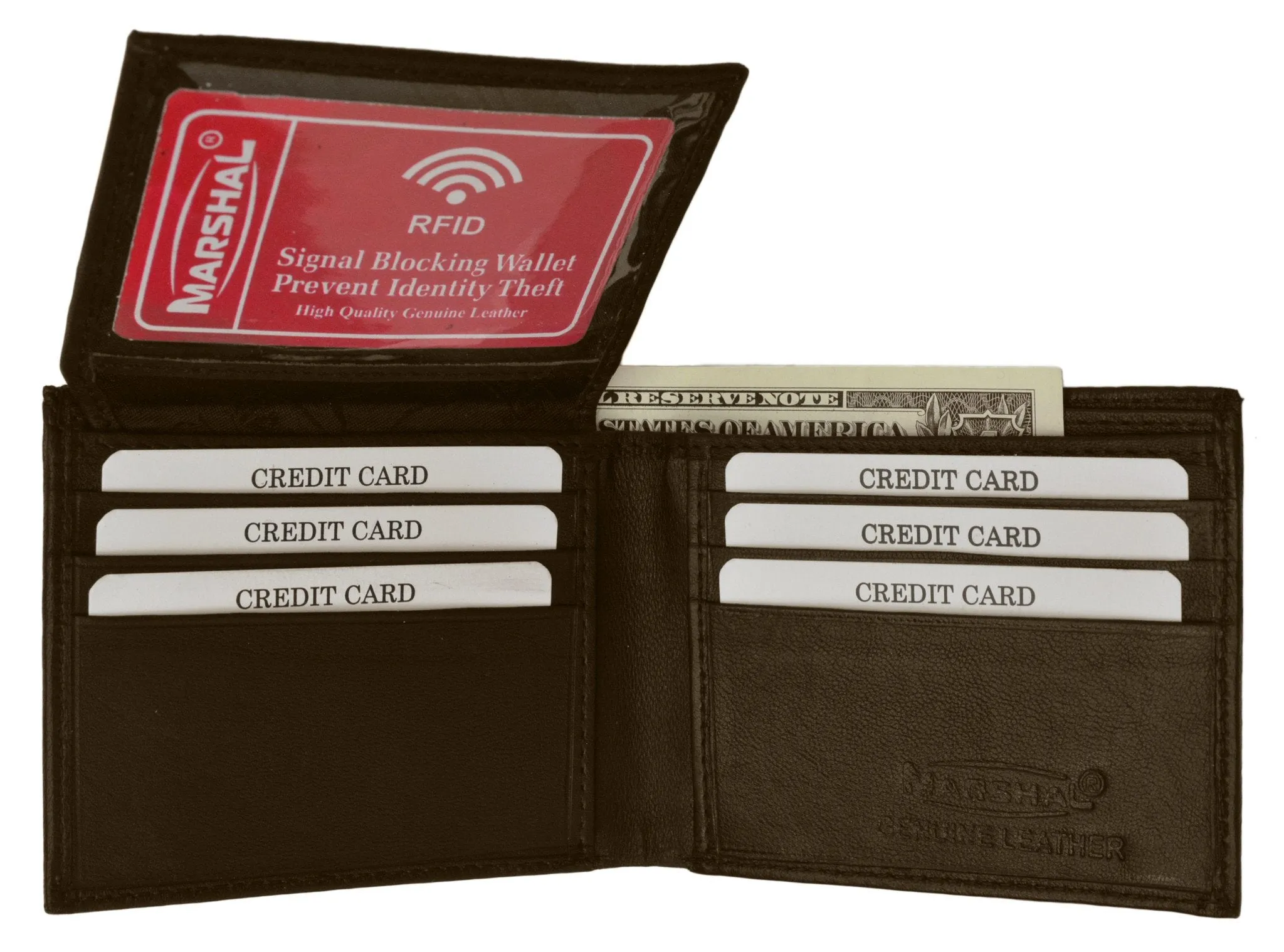 RFID Blocking Men's Premium Genuine Leather Flap Up ID Slim Bifold Wallet RFID P 53