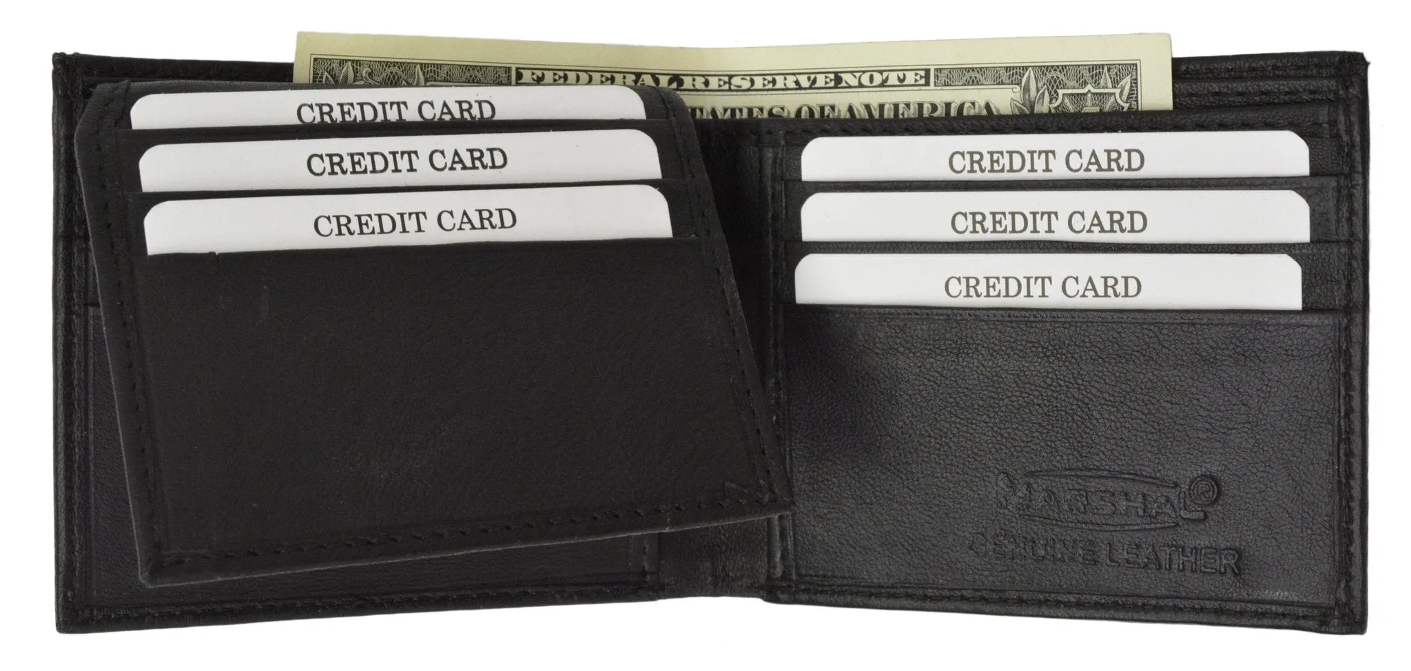 RFID Blocking Men's Premium Genuine Leather Flap Up ID Slim Bifold Wallet RFID P 53