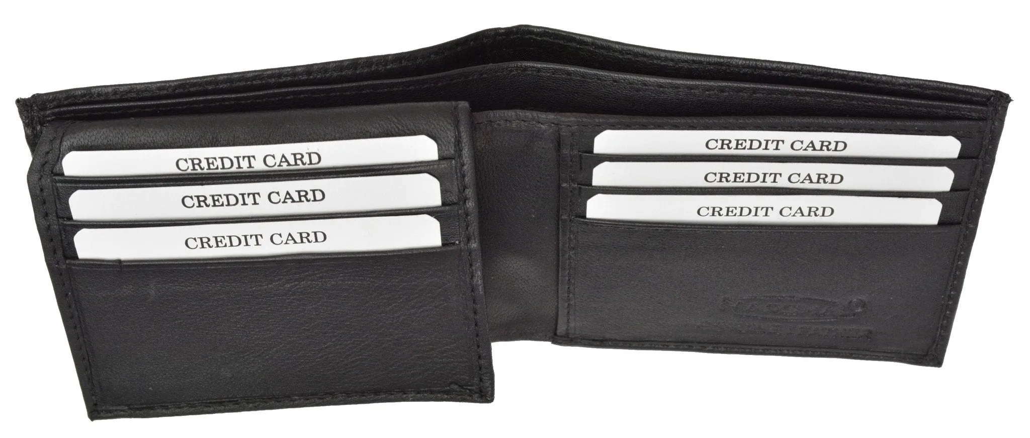 RFID Blocking Men's Premium Genuine Leather Flap Up ID Slim Bifold Wallet RFID P 53
