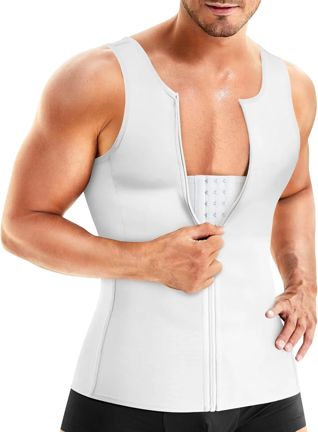 Wonderience Men Shapewear Slimming Body Shaper Compression Shirt Tank top with Zipper Underwear For tummy control
